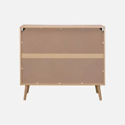 Ladekast 3 lades houtlook en rotan 90cm