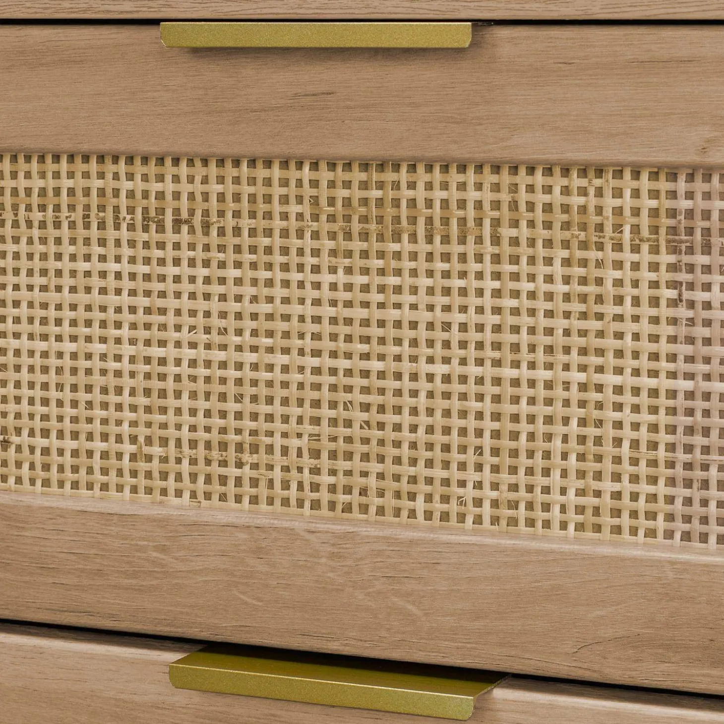 Ladekast 3 lades houtlook en rotan 90cm