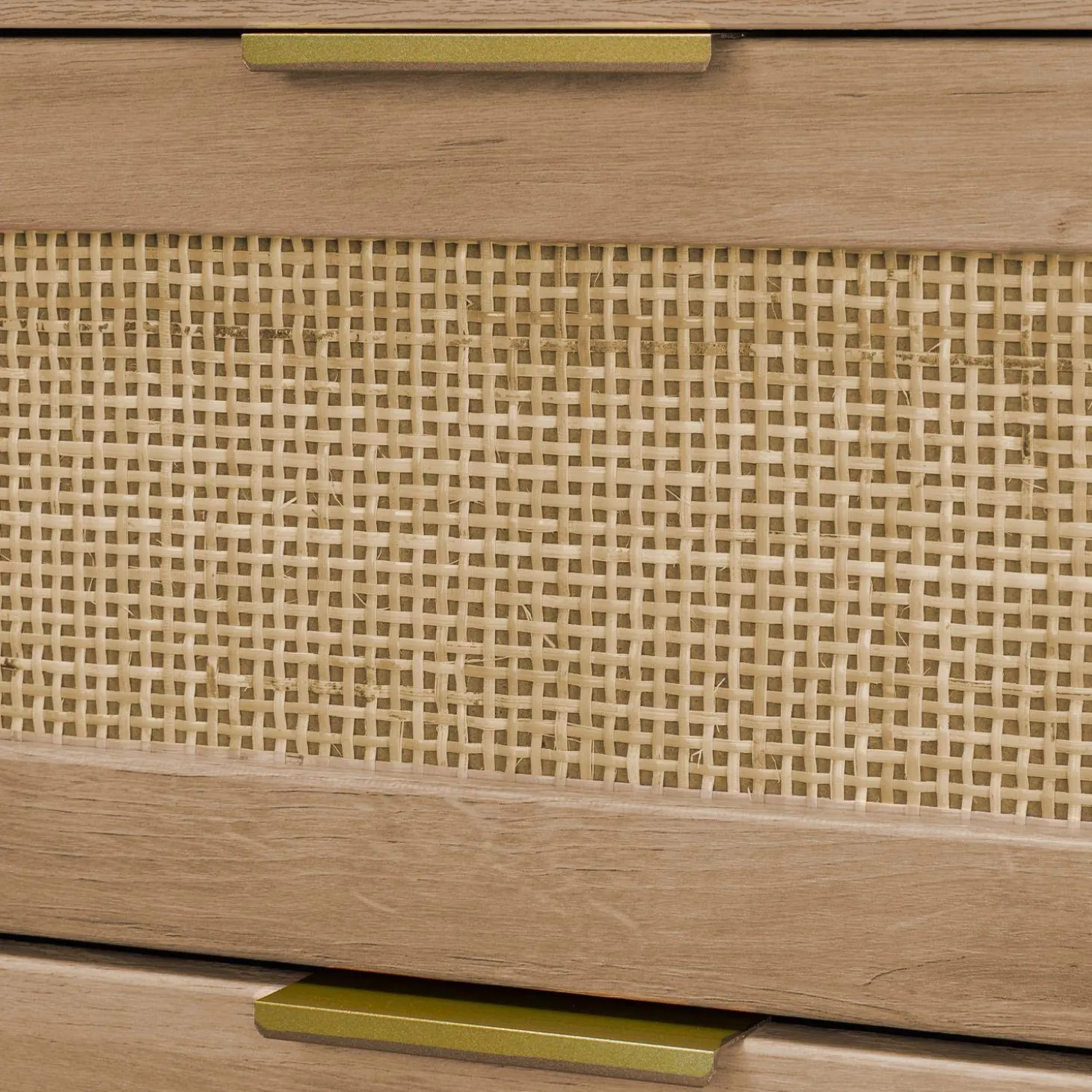 Ladekast 4 lades houtlook en rotan 48cm