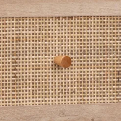Ladekast met 3 lades houtdecor en rotan 90cm