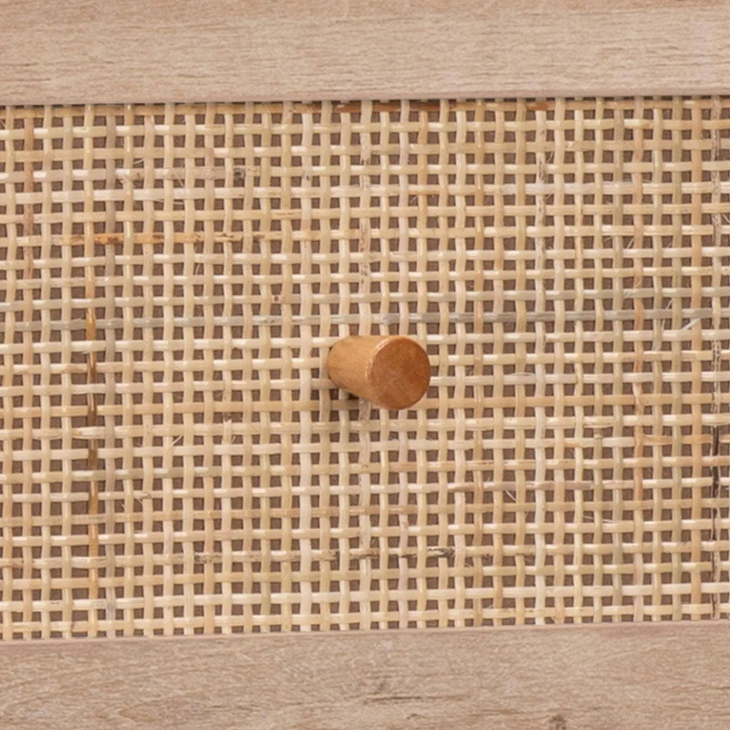 Ladekast met 3 lades houtdecor en rotan 90cm