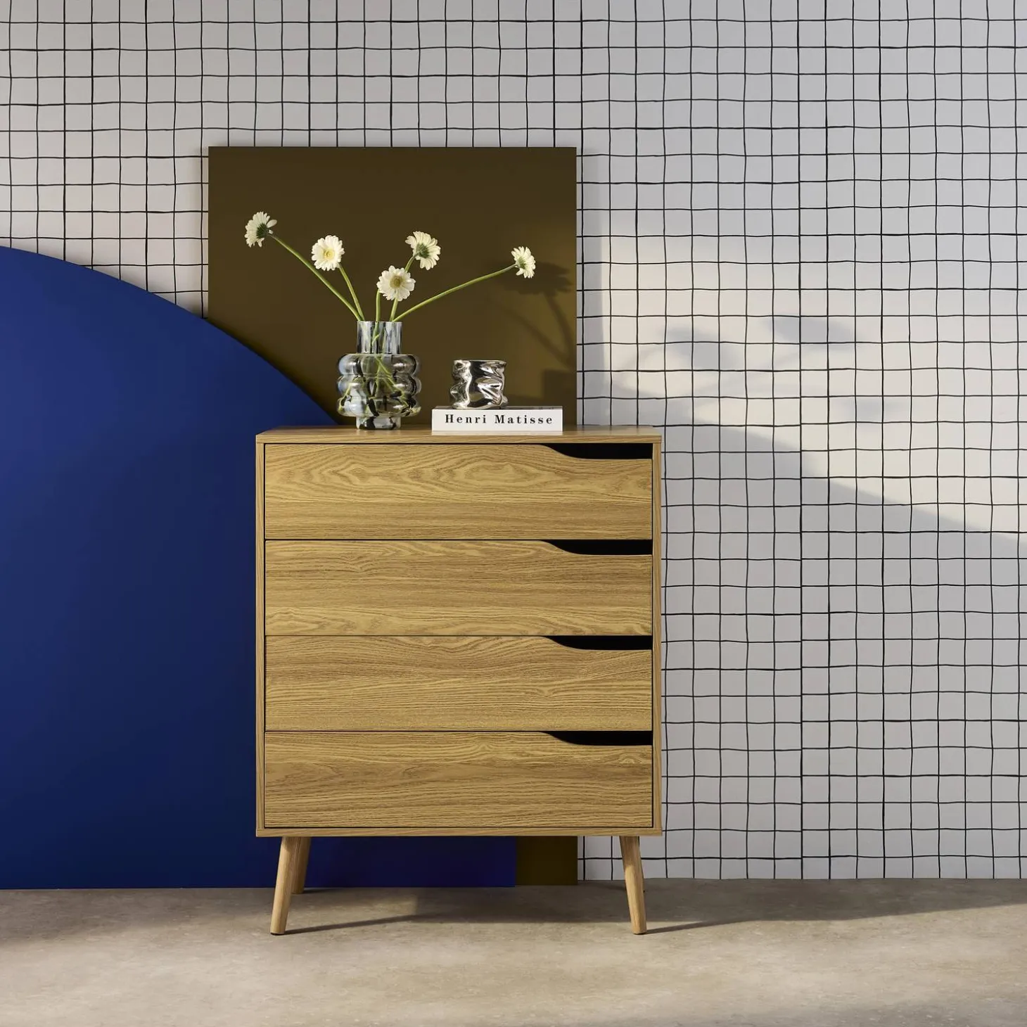 Ladekast met 4 lades houtdecor 80cm