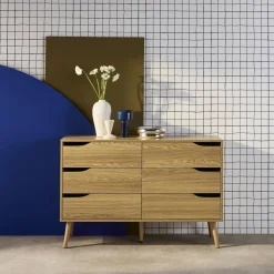 Ladekast met 6 lades houtdecor 120cm