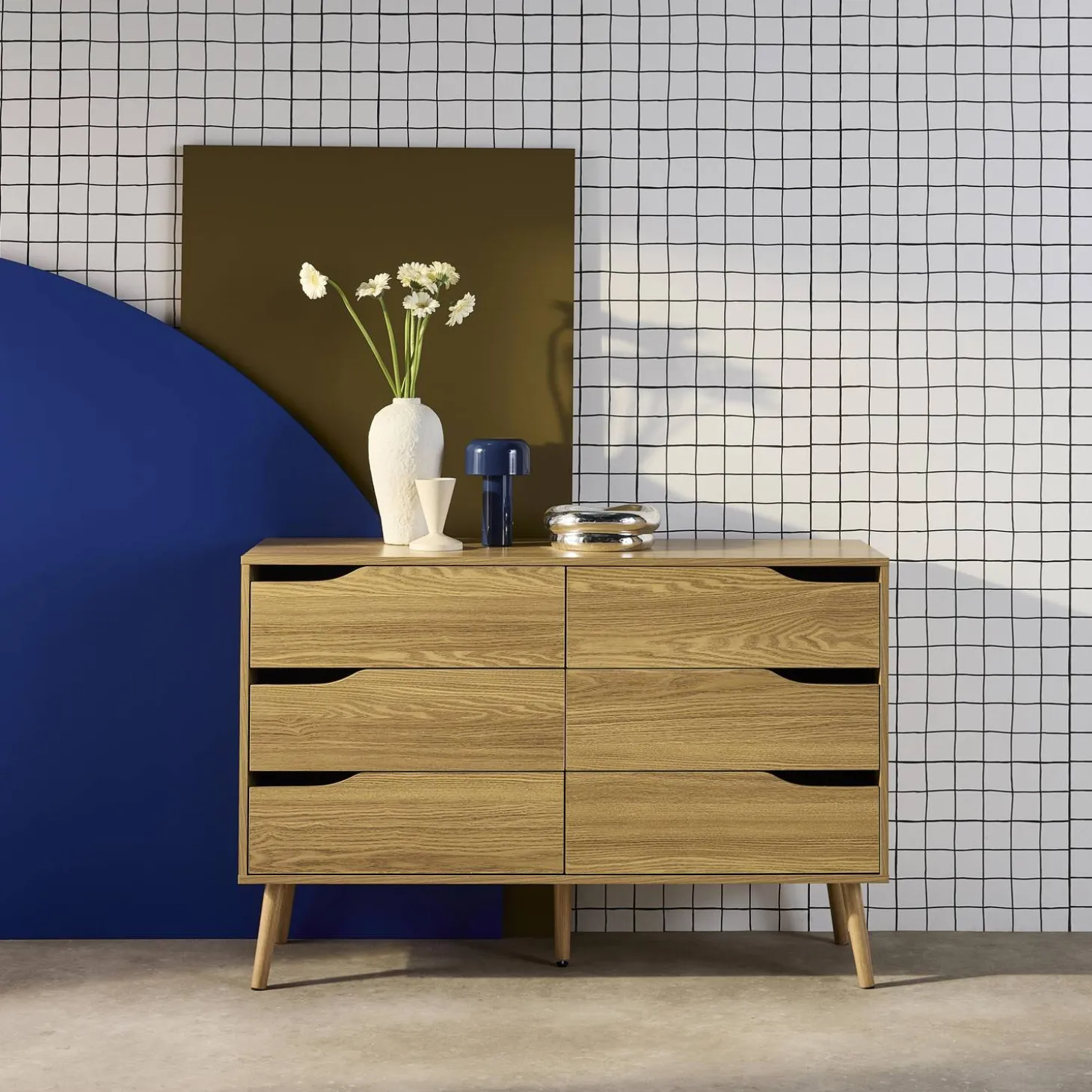 Ladekast met 6 lades houtdecor 120cm