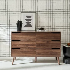 Ladekast met 6 lades houtdecor 120cm