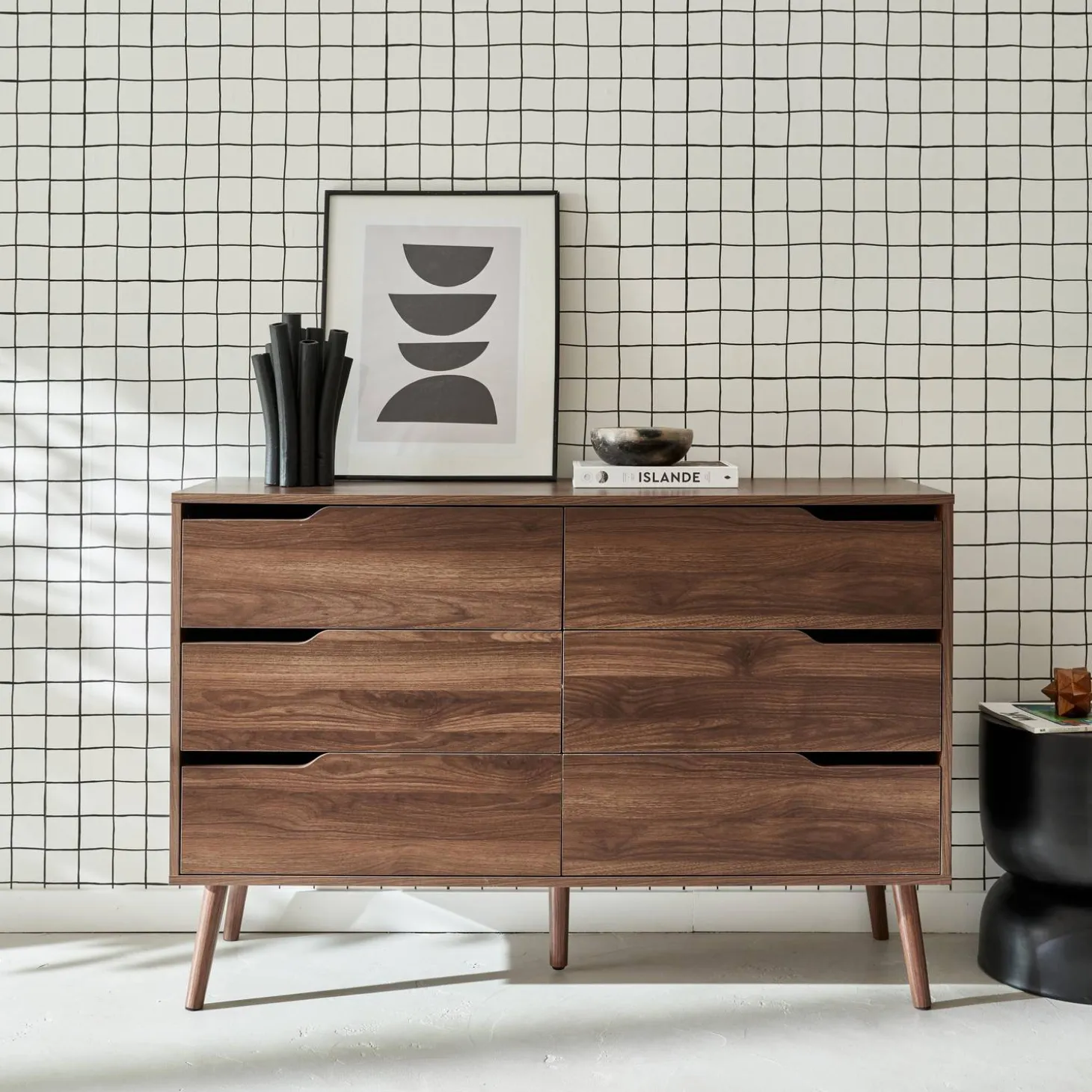 Ladekast met 6 lades houtdecor 120cm