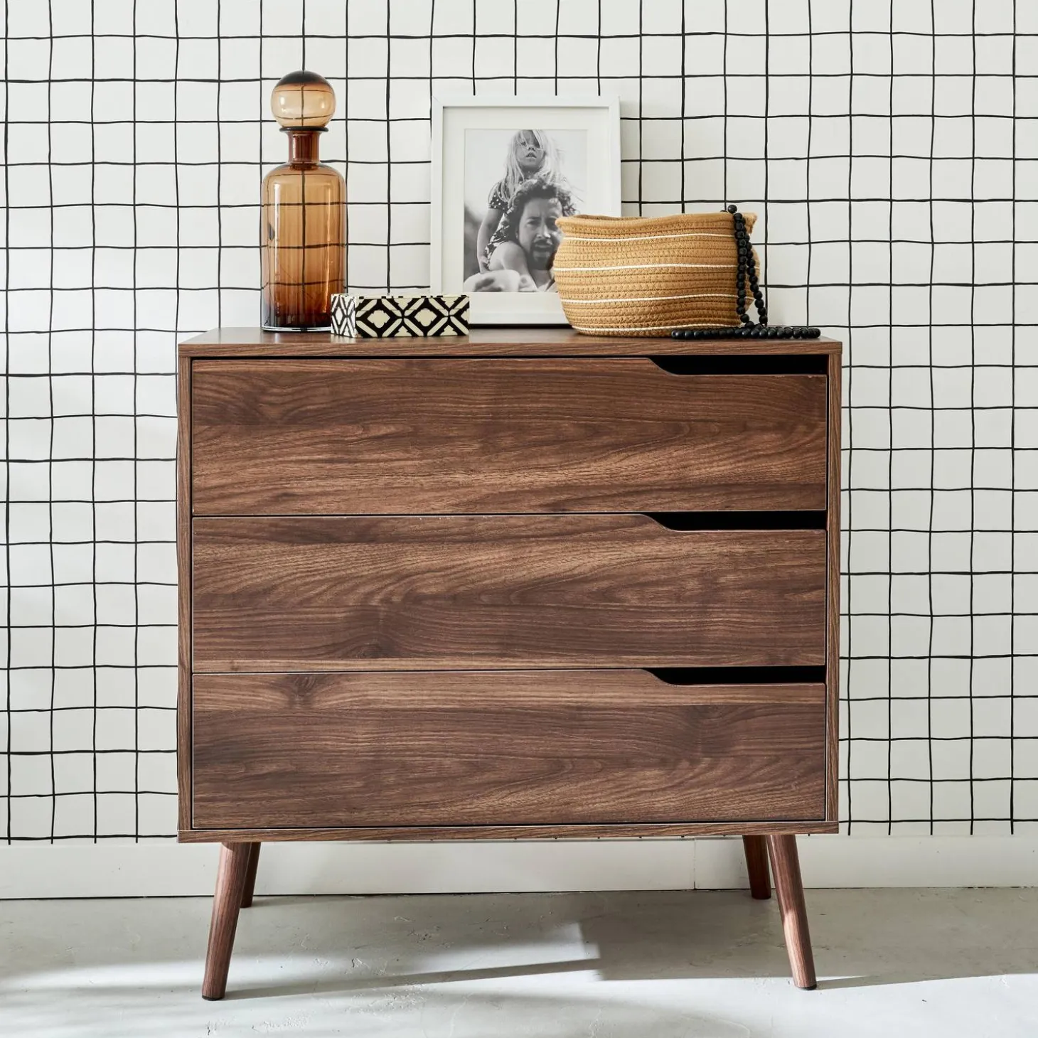 Ladekast met 3 lades houtdecor 80cm
