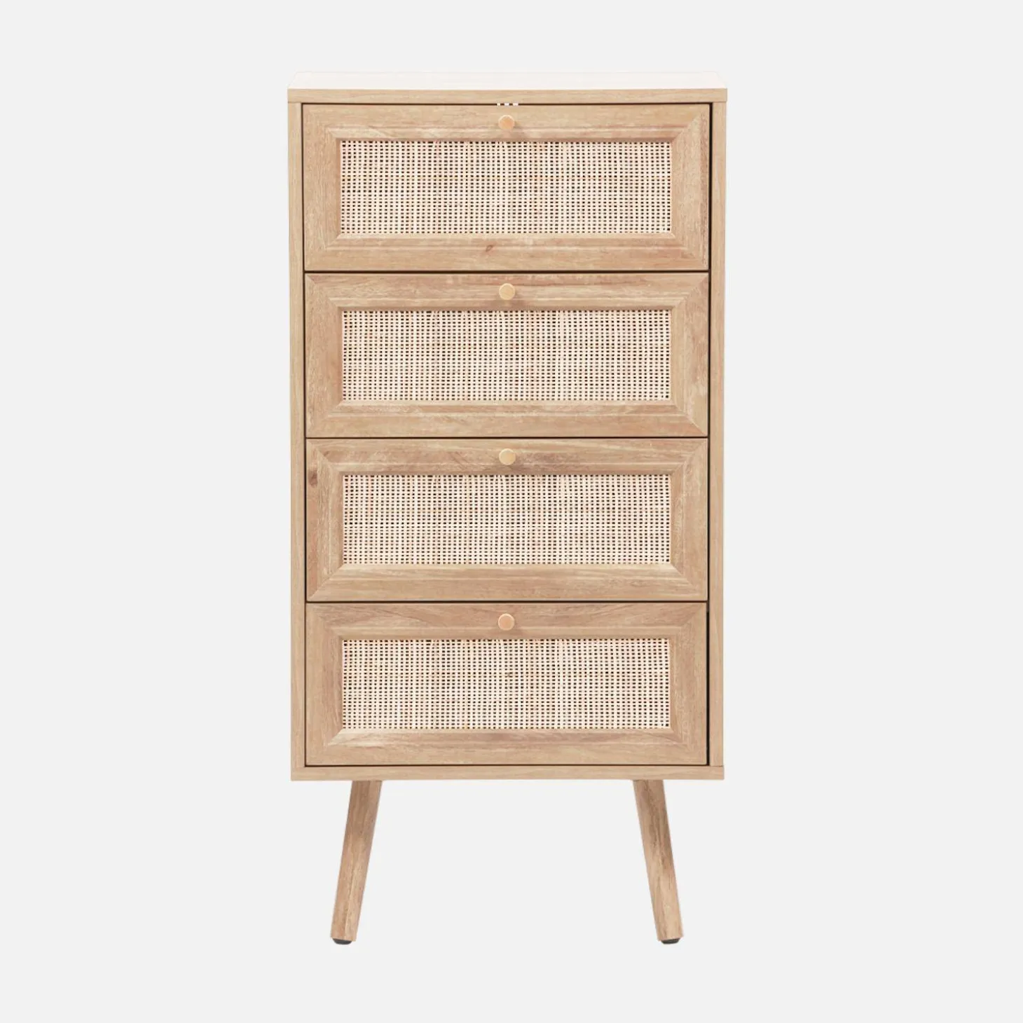 Ladekast met 4 lades houtdecor en rotan 48cm
