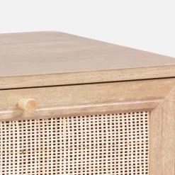 Ladekast met 4 lades houtdecor en rotan 48cm