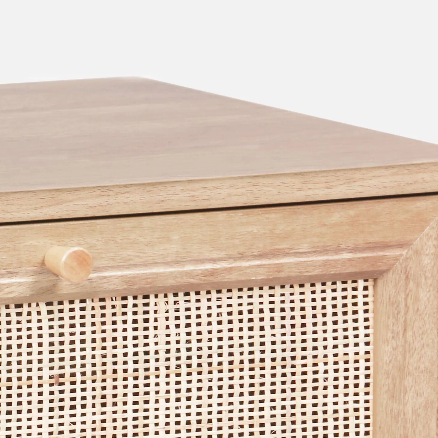 Ladekast met 4 lades houtdecor en rotan 48cm