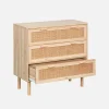 Ladekast met 3 lades rotan en houteffect 80cm
