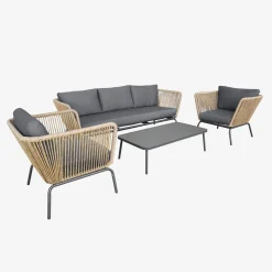 Lage tuinmeubelset, rotan-effect geweven hars, 5-zits
