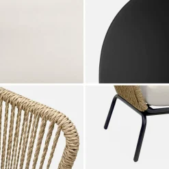 Lage tuinmeubelset, rotan effect geweven hars, 4 zitplaatsen