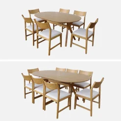 Langwerpige uitschuifbare eettafel, 160-200cm 6-8 personen MDF en eikenfineer