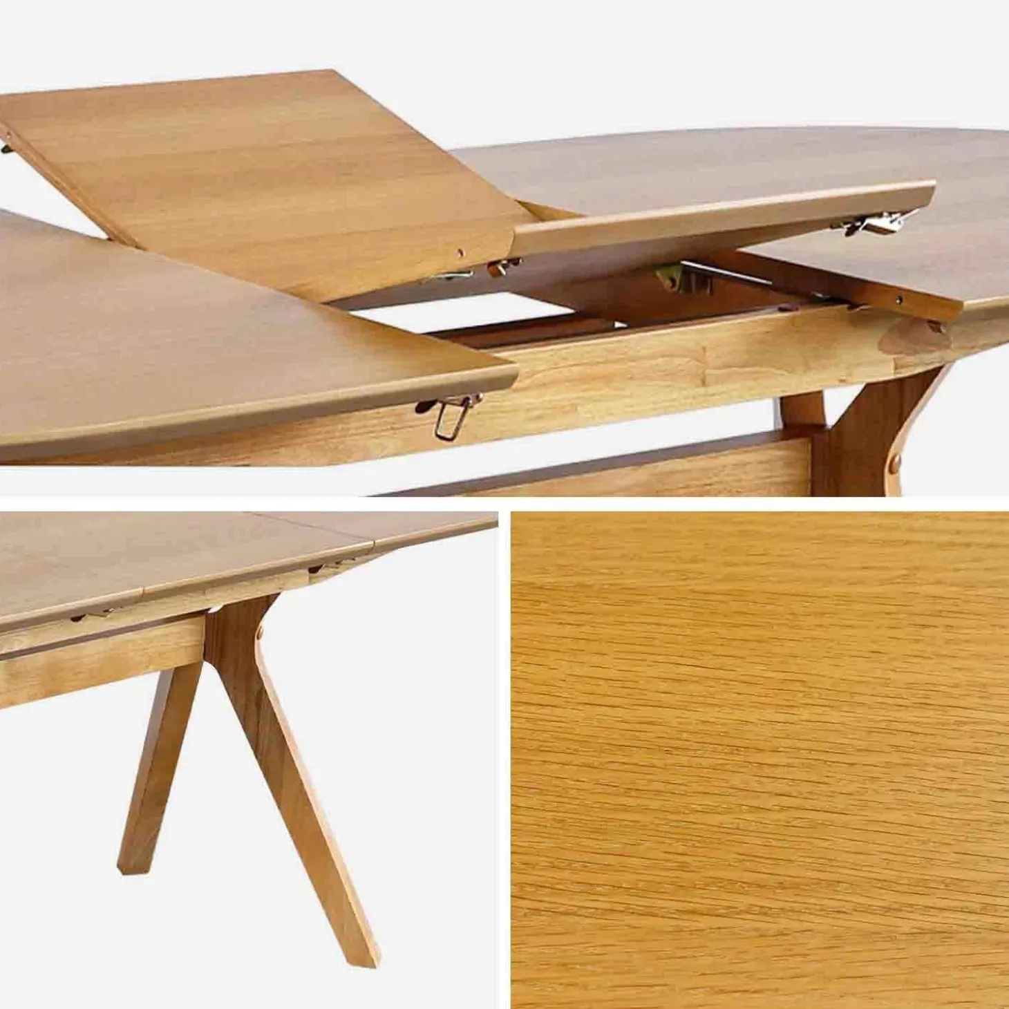 Langwerpige uitschuifbare eettafel, 160-200cm 6-8 personen MDF en eikenfineer