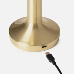 LED tafellamp binnen goudkleurig metaal Ø9cm
