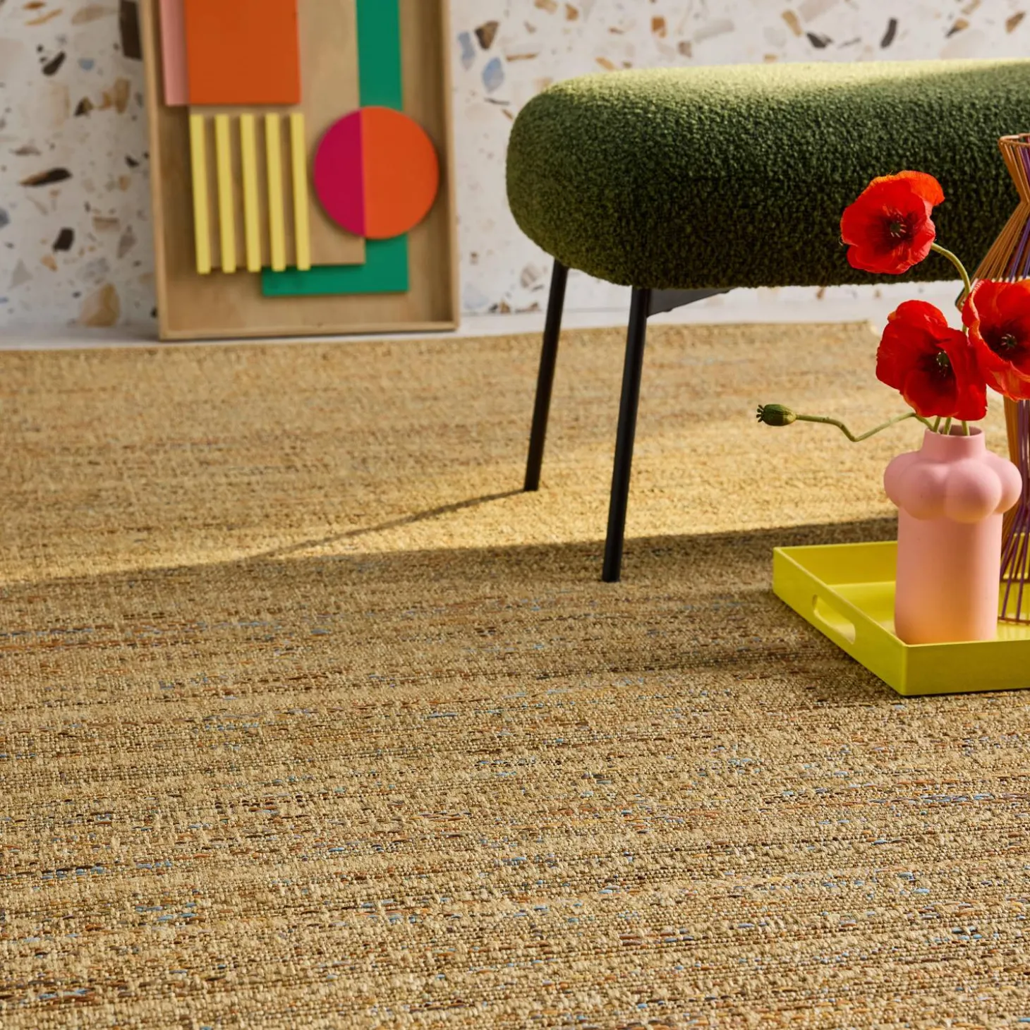 Licht jute-effect tapijt voor binnen en buiten