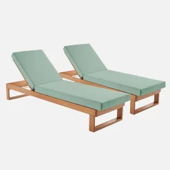 Ligbank in eucalyptus hout, multiposities (set van 2)
