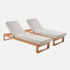Ligbank in eucalyptus hout, multiposities (set van 2)