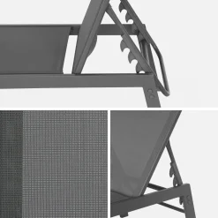 Ligstoelen met meerdere posities textileen en metaal (set van 2)
