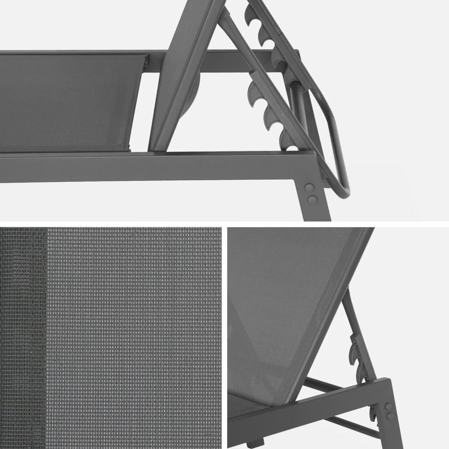 Ligstoelen met meerdere posities textileen en metaal (set van 2)