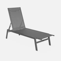 Ligstoelen met meerdere posities textileen en metaal (set van 2)