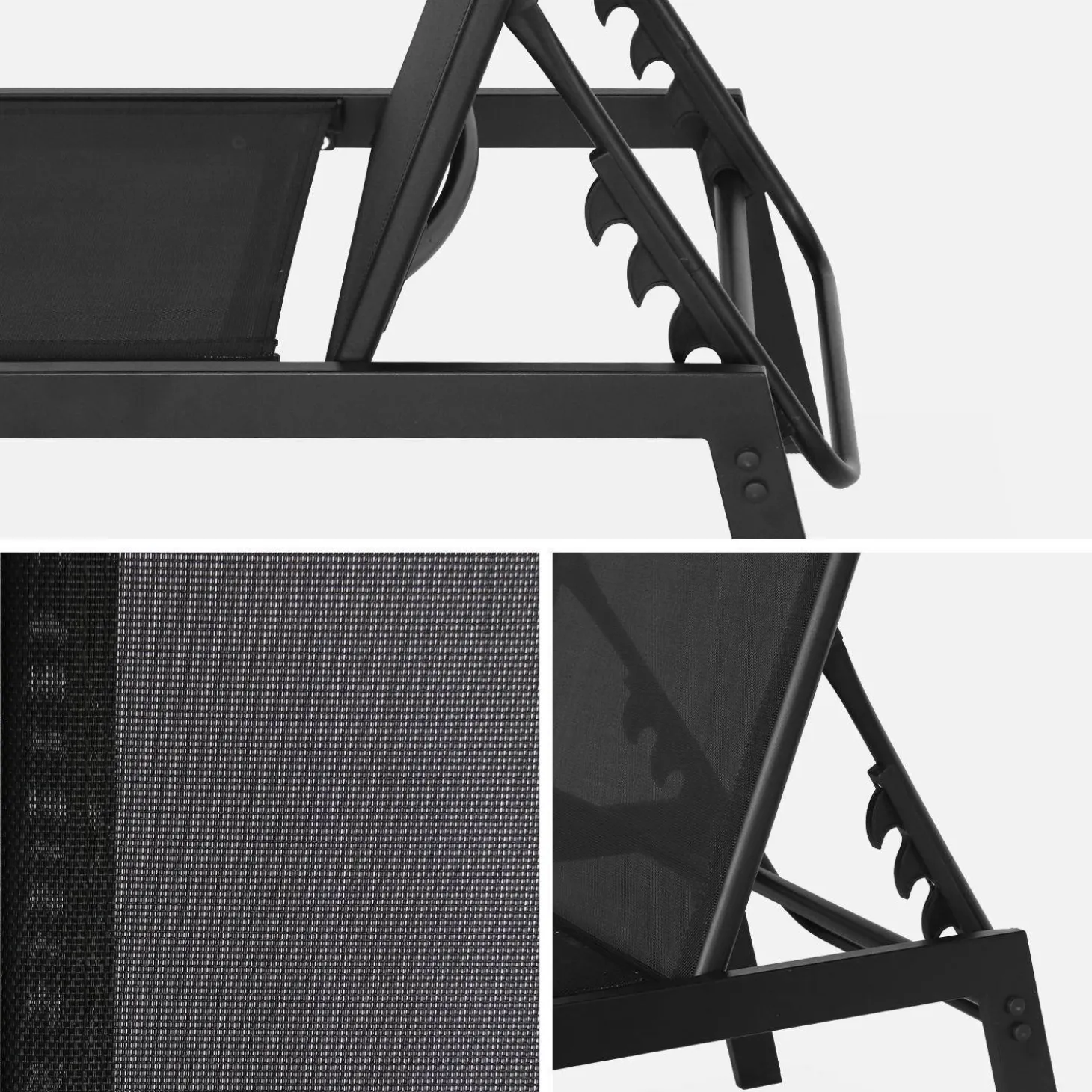 Ligstoelen met meerdere posities textileen en metaal (set van 2)