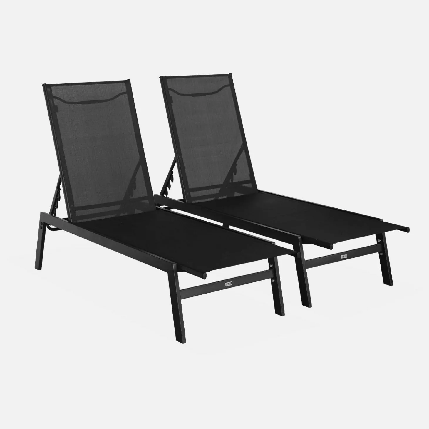 Ligstoelen met meerdere posities textileen en metaal (set van 2)