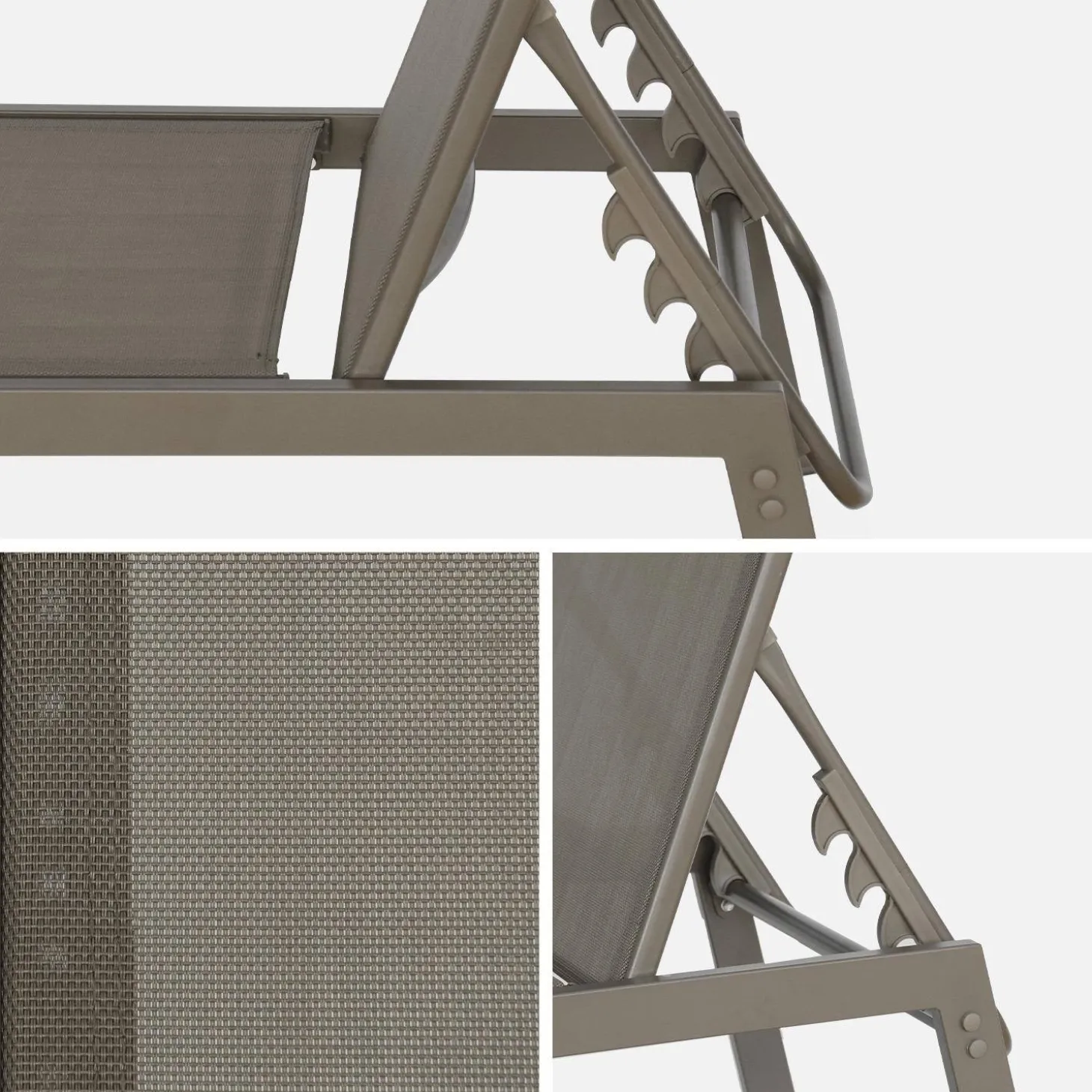 Ligstoelen met meerdere posities textileen en metaal (set van 2)