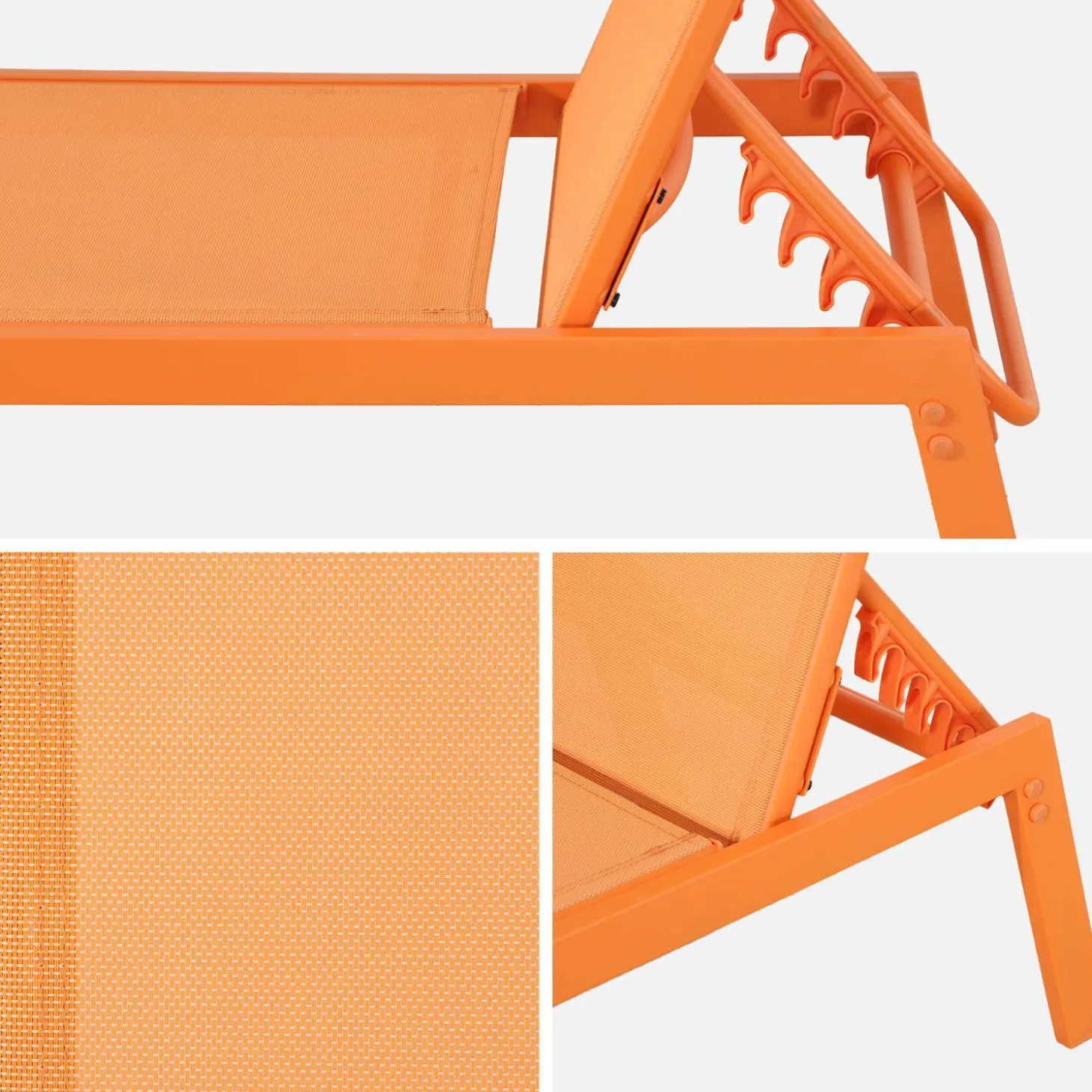 Ligstoelen met meerdere posities textileen en metaal (set van 2)