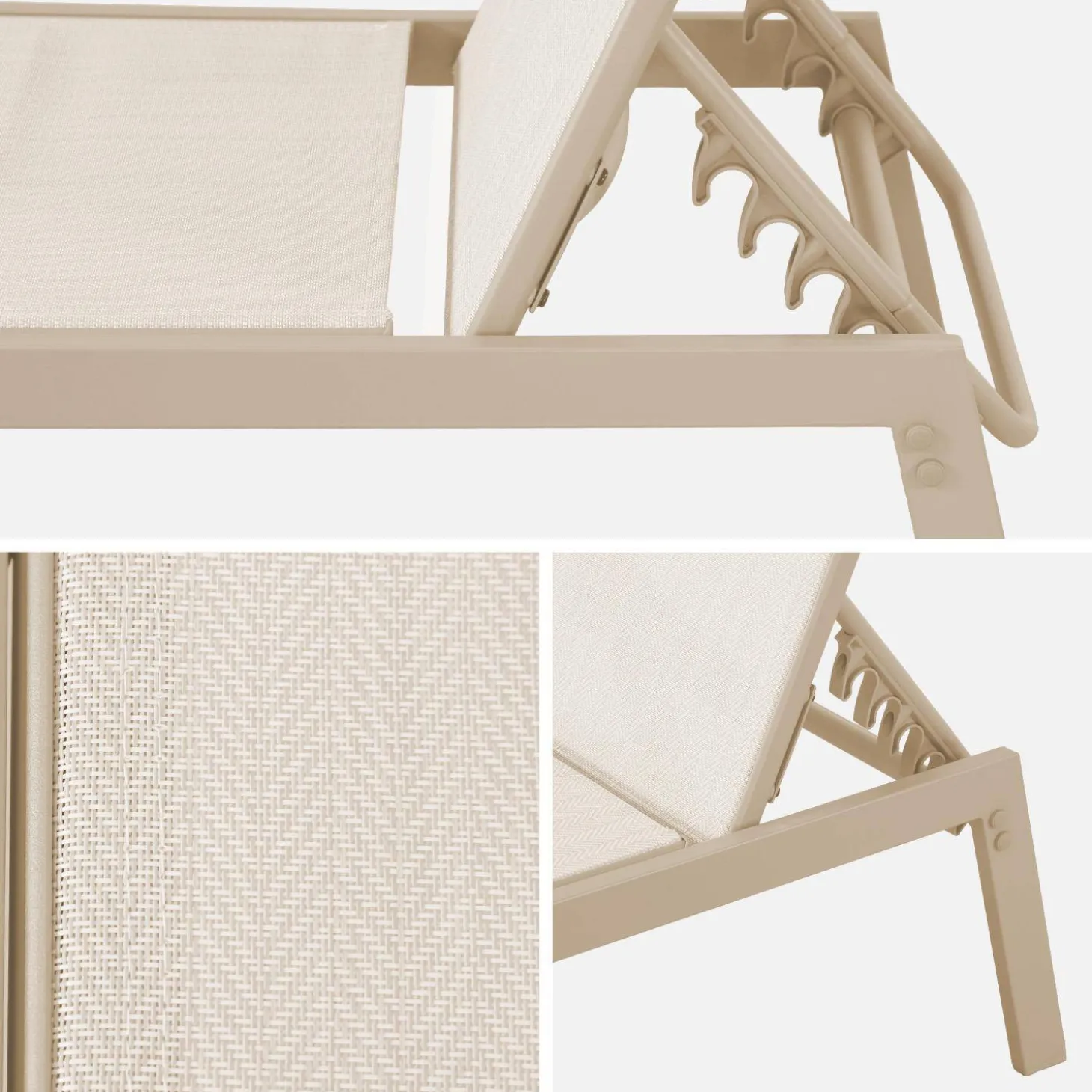 Ligstoelen met meerdere posities textileen en metaal (set van 2)