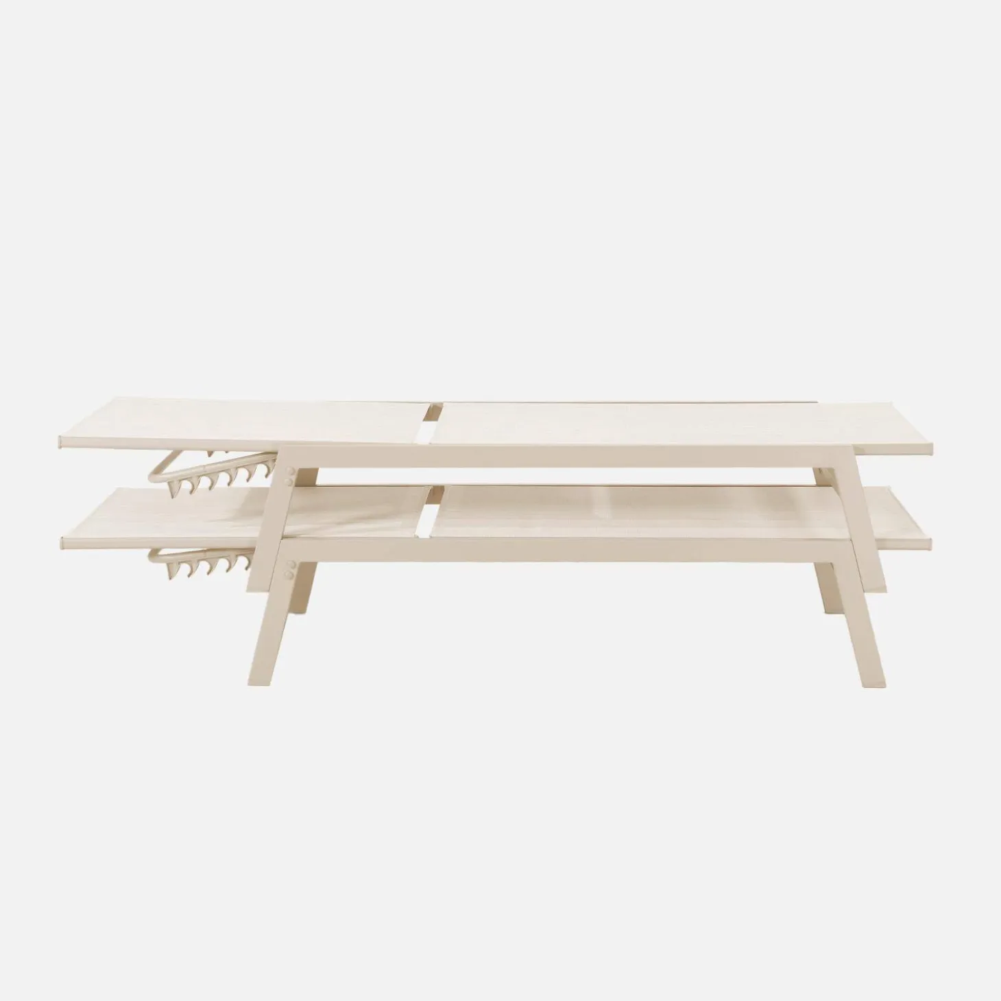 Ligstoelen met meerdere posities textileen en metaal (set van 2)
