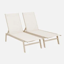 Ligstoelen met meerdere posities textileen en metaal (set van 2)