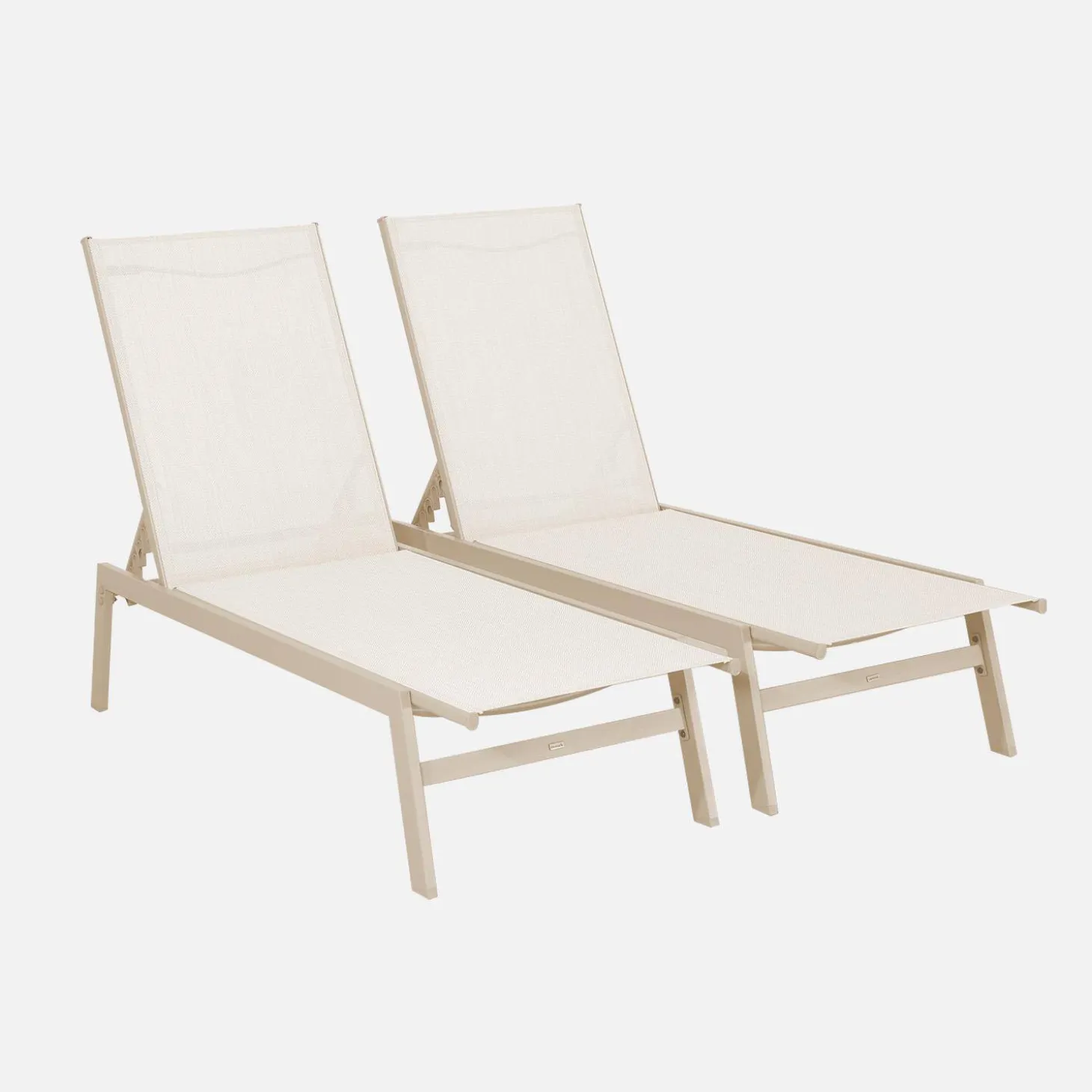 Ligstoelen met meerdere posities textileen en metaal (set van 2)