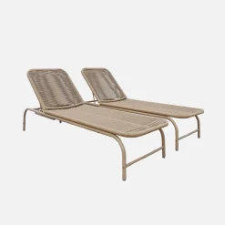 Ligstoelen met meerdere posities van staal en koord (set van 2)
