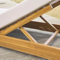 Ligstoelen met meerdere standen en wieltjes acaciahout (set van 2)