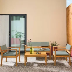 Loungeset acaciahout voor 4 personen