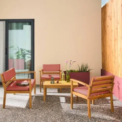 Loungeset acaciahout voor 4 personen