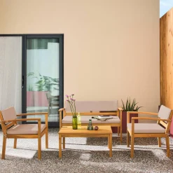 Loungeset acaciahout voor 4 personen