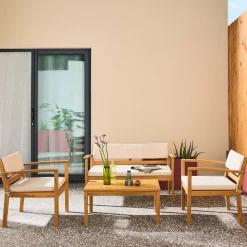 Loungeset acaciahout voor 4 personen
