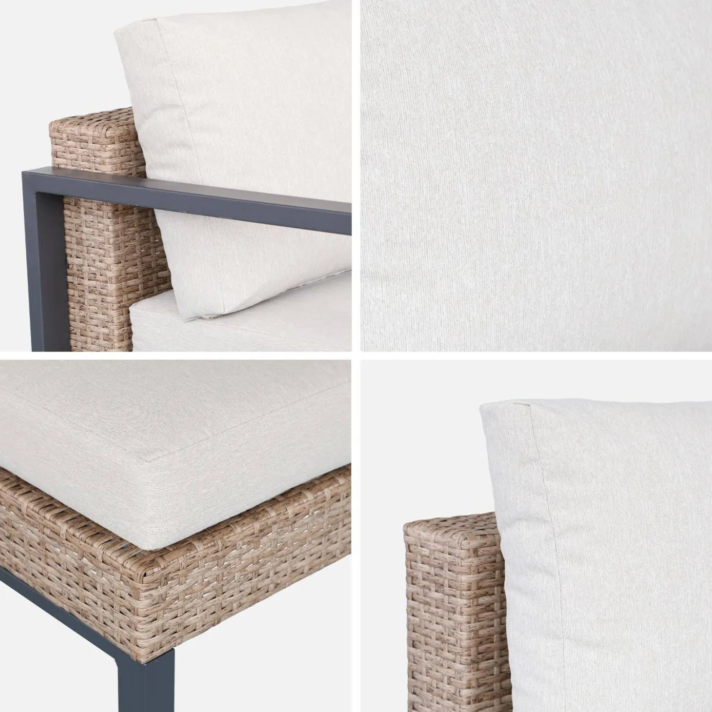 Loungeset, aluminium en wicker, 5-zits