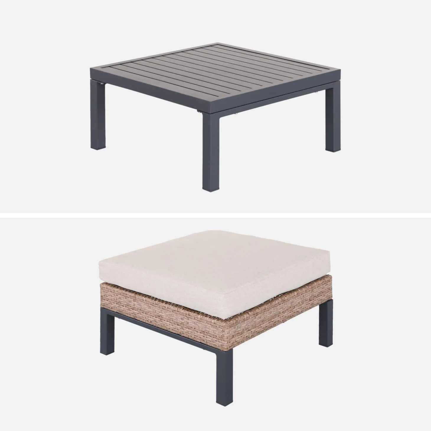 Loungeset, aluminium en wicker, 5-zits