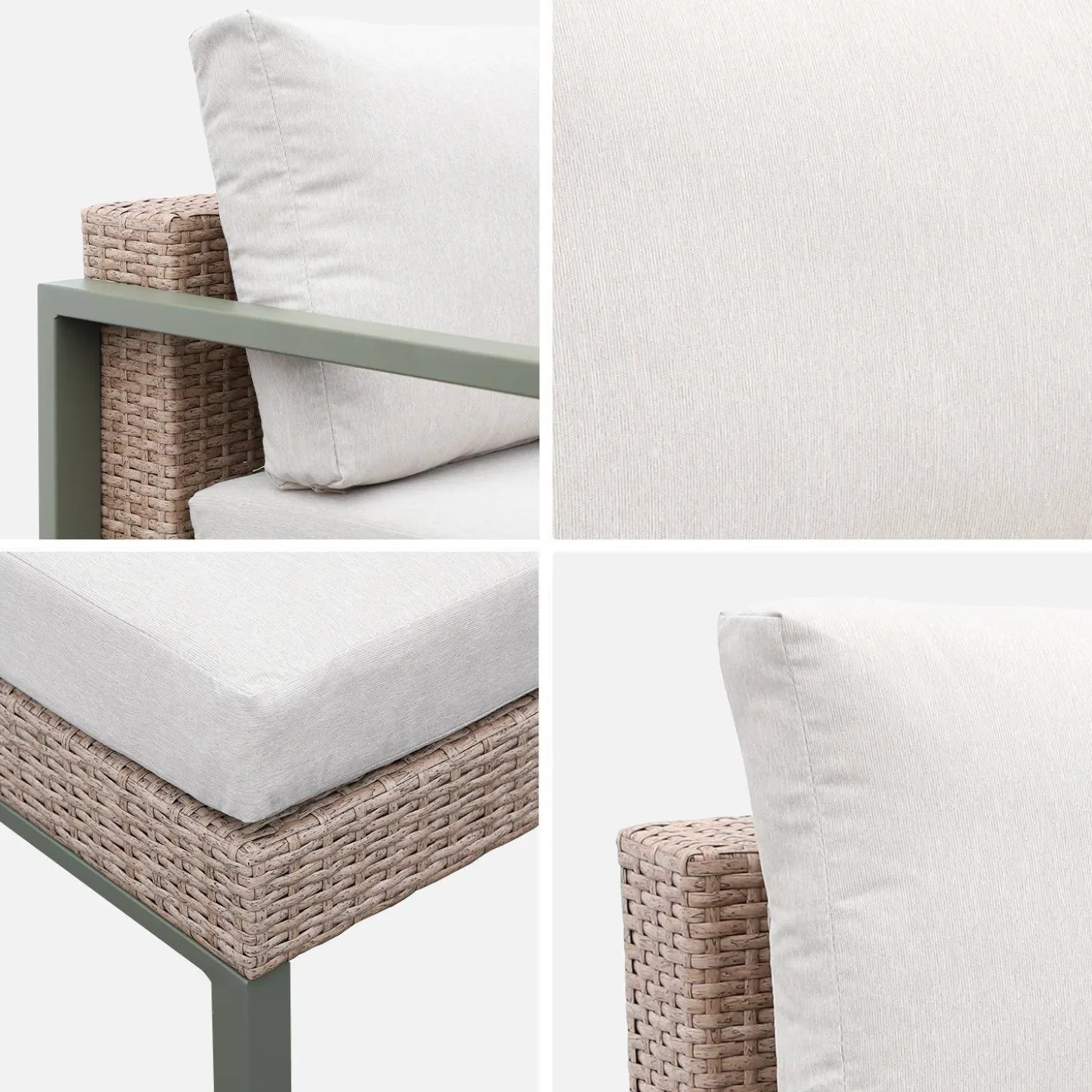 Loungeset, aluminium en wicker, 5-zits