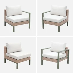 Loungeset, aluminium en wicker, 5-zits
