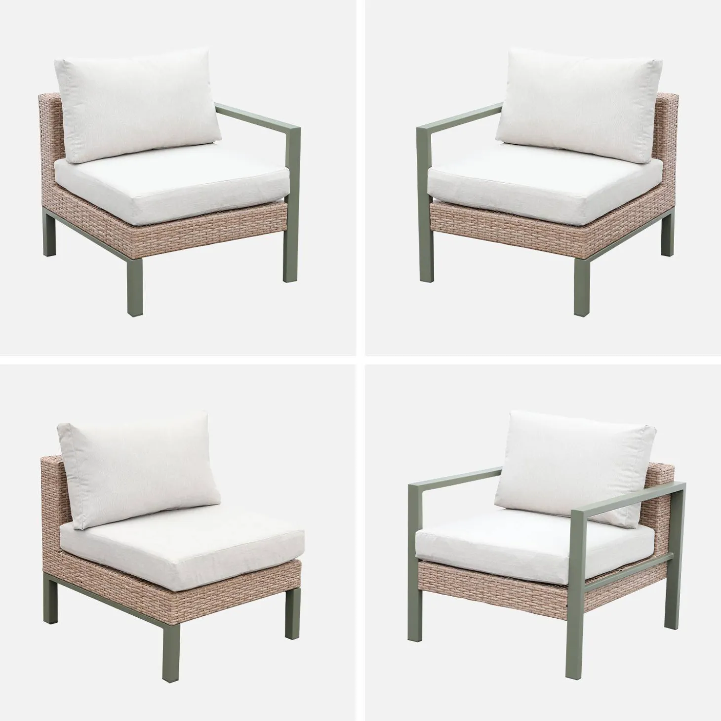Loungeset, aluminium en wicker, 5-zits