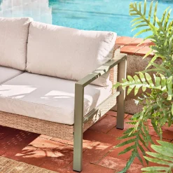 Loungeset, aluminium en wicker, 5-zits