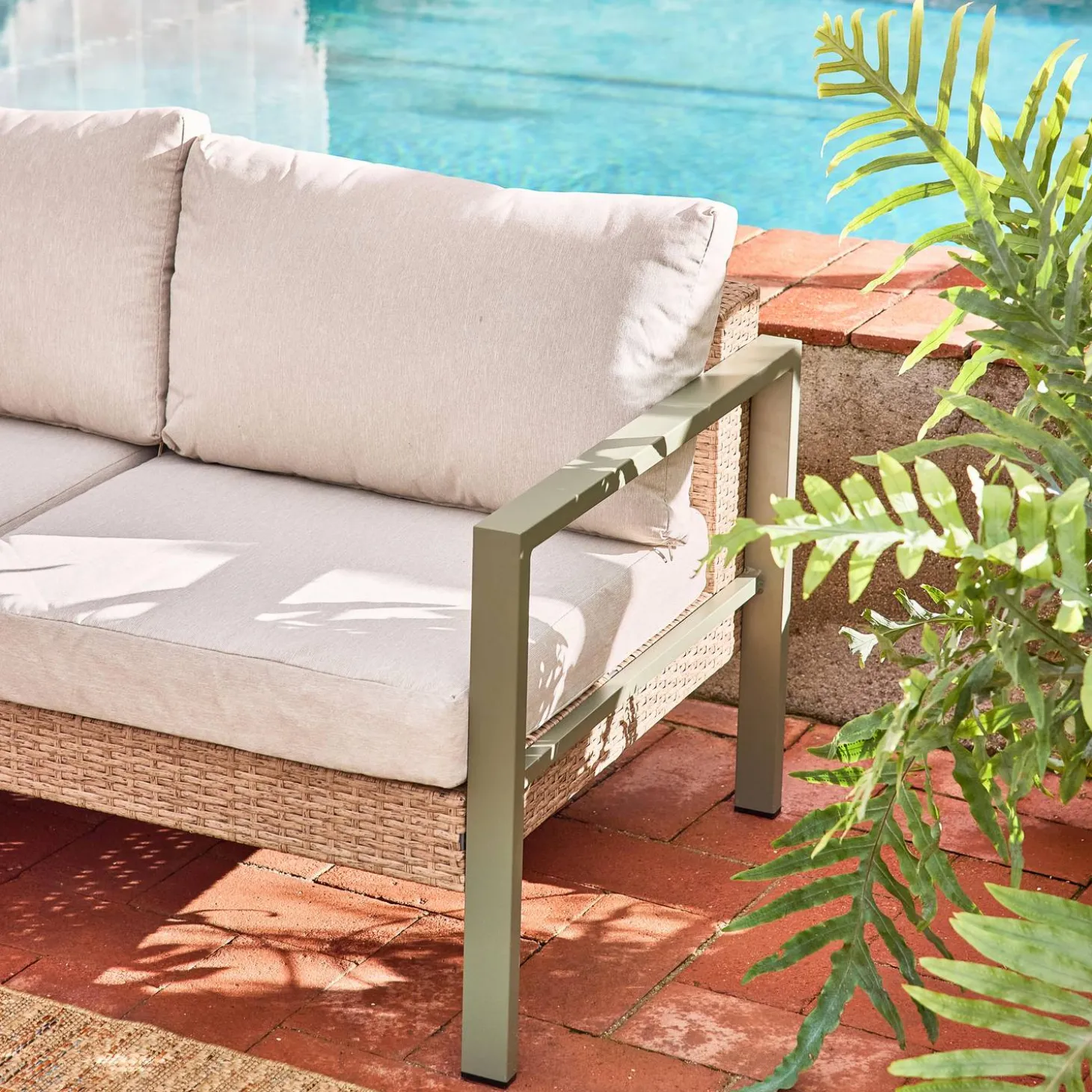 Loungeset, aluminium en wicker, 5-zits