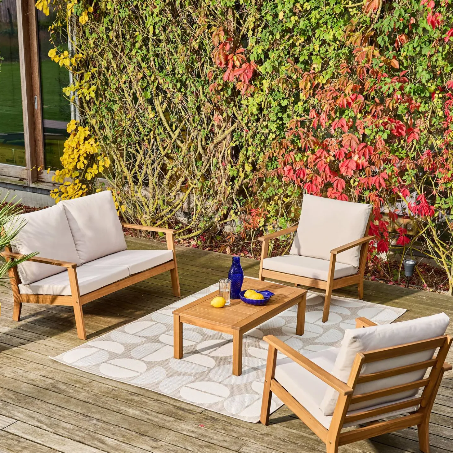 Loungeset met 4 zitplaatsen acaciahout