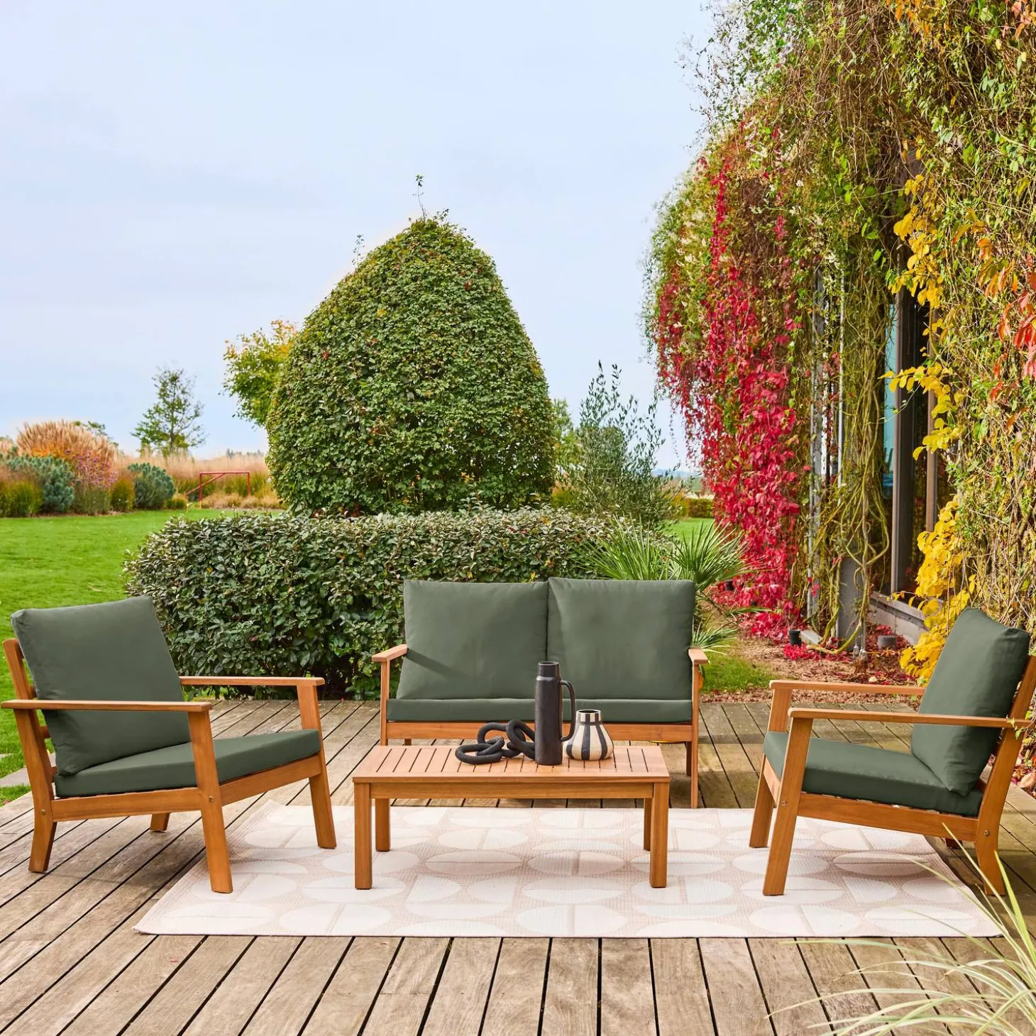 Loungeset met 4 zitplaatsen acaciahout