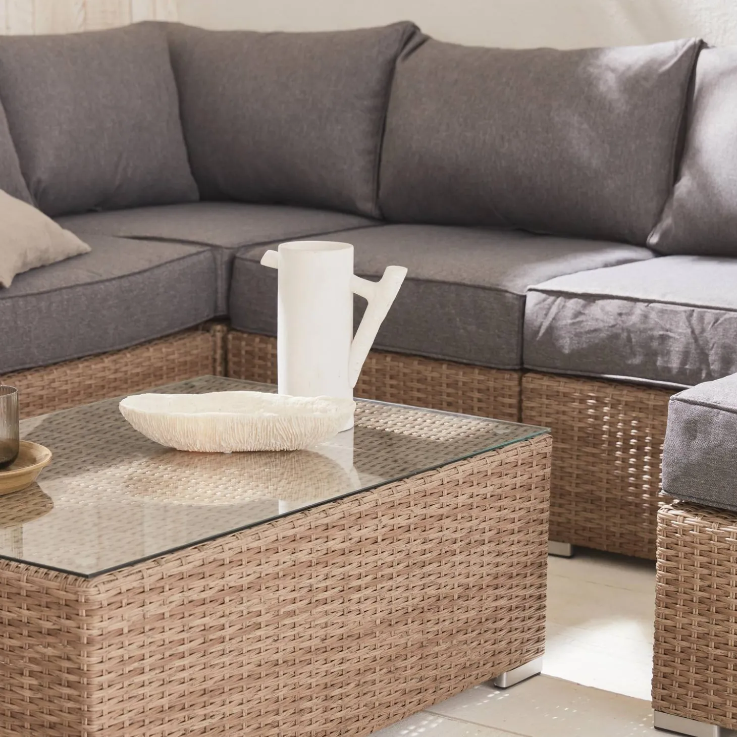 Loungeset 14 plaatsen, rond wicker